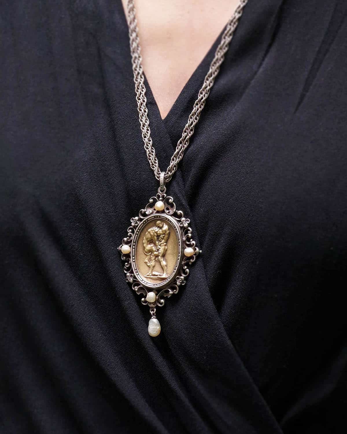 Antique Hercules pendant by Jules Wiese