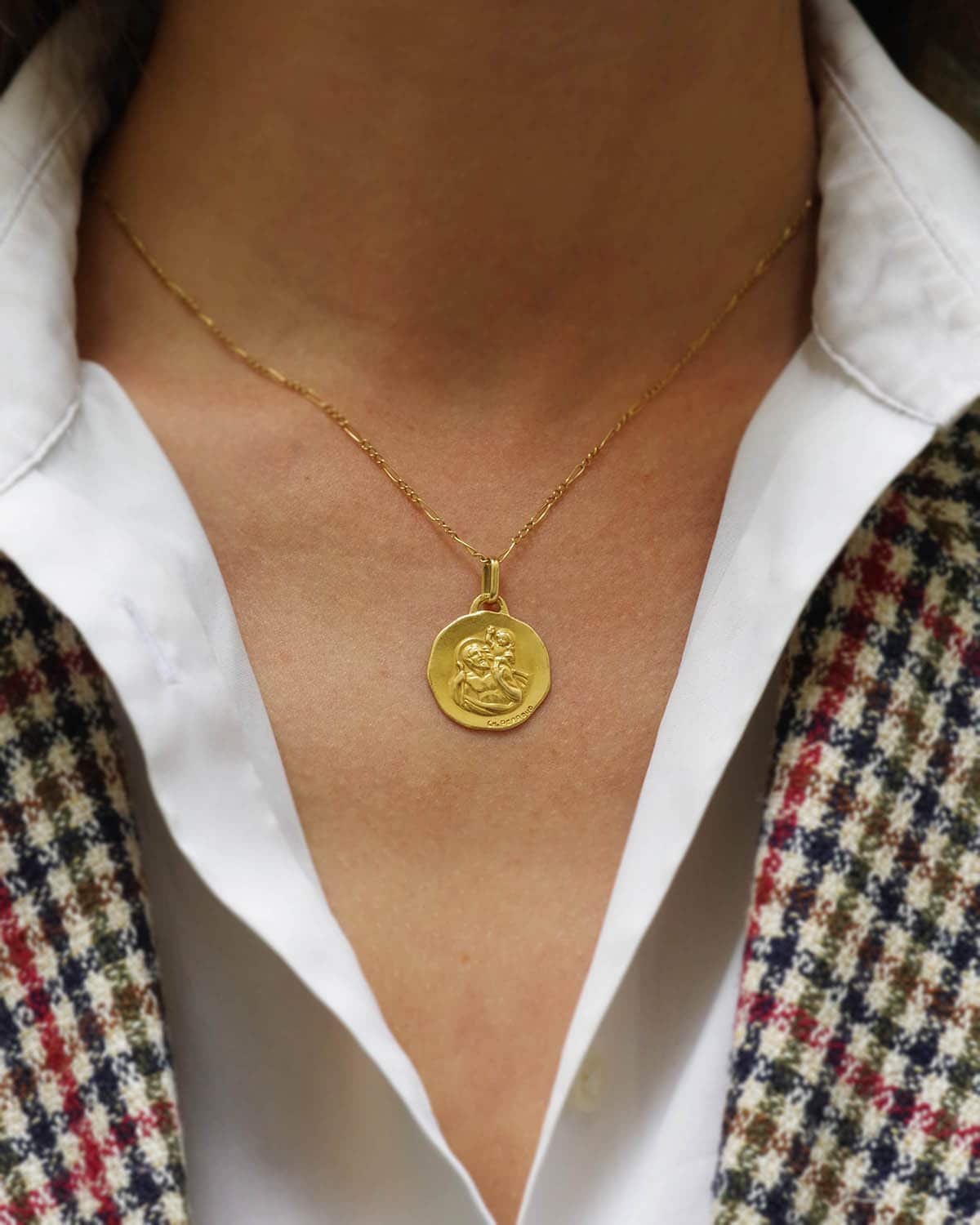 Vintage Saint Christopher gold medal by Perroud