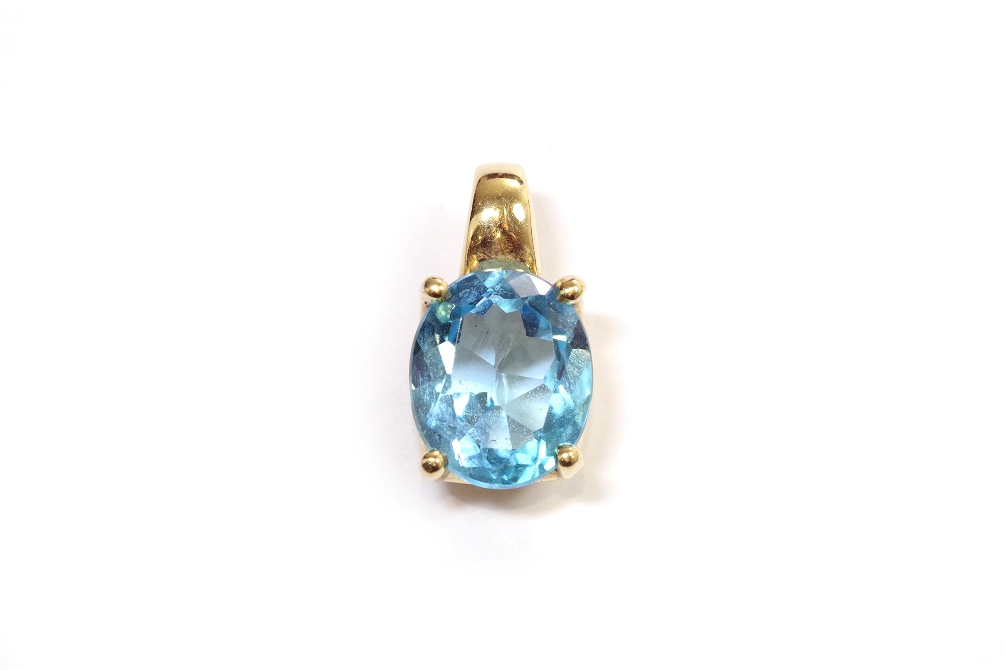 Pendentif vintage topaze bleue en or