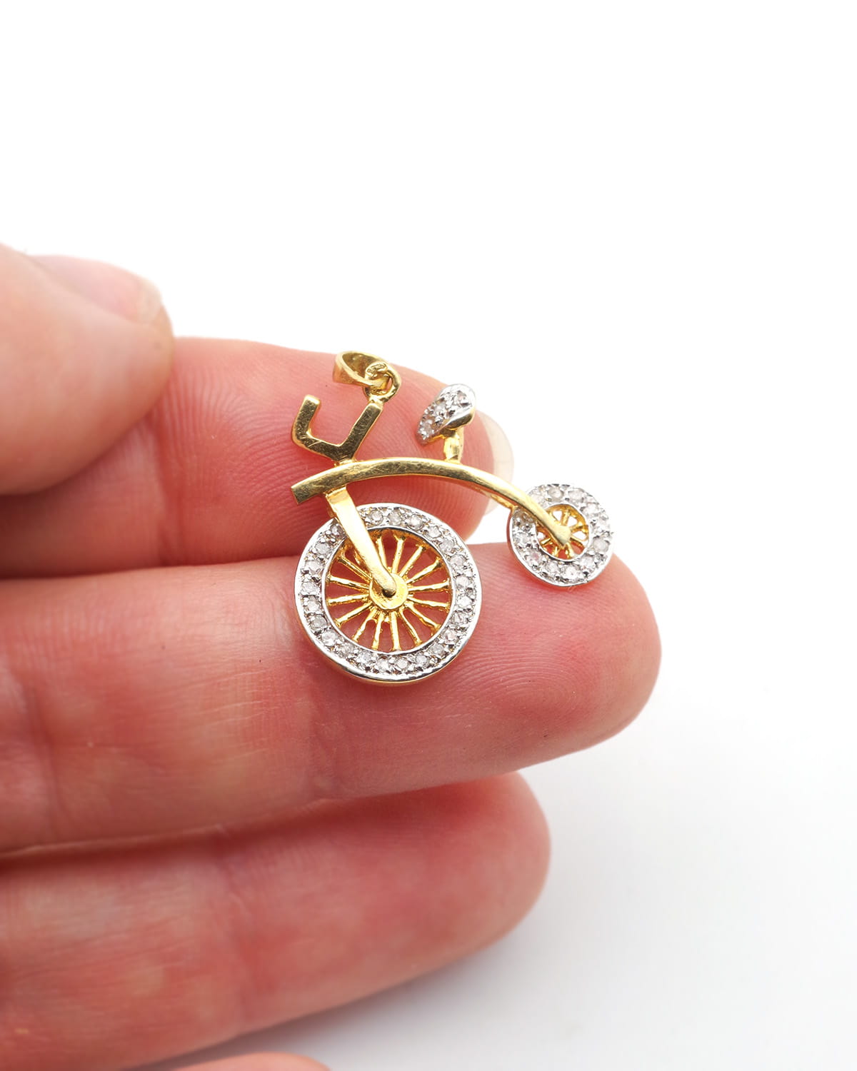vintage bicycle gold pendant