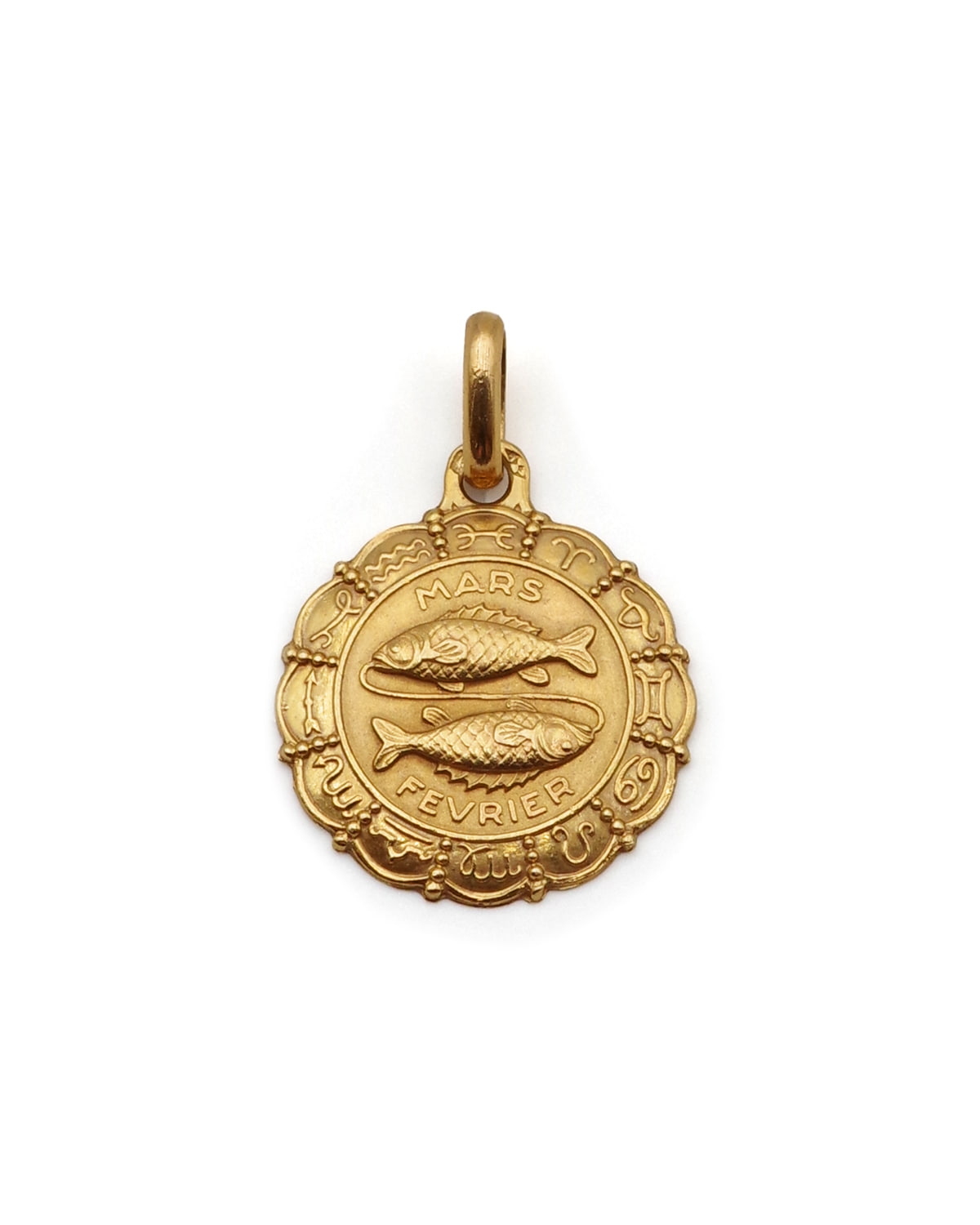 Pendentif signe du zodiaque poisson en or