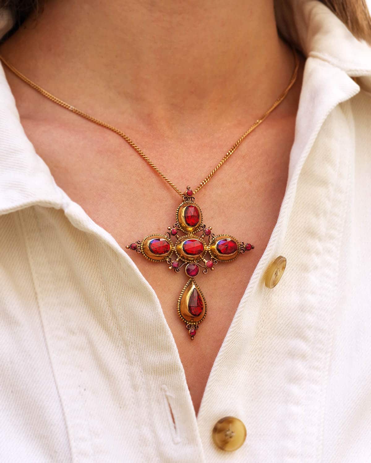 Antique gold cross pendant