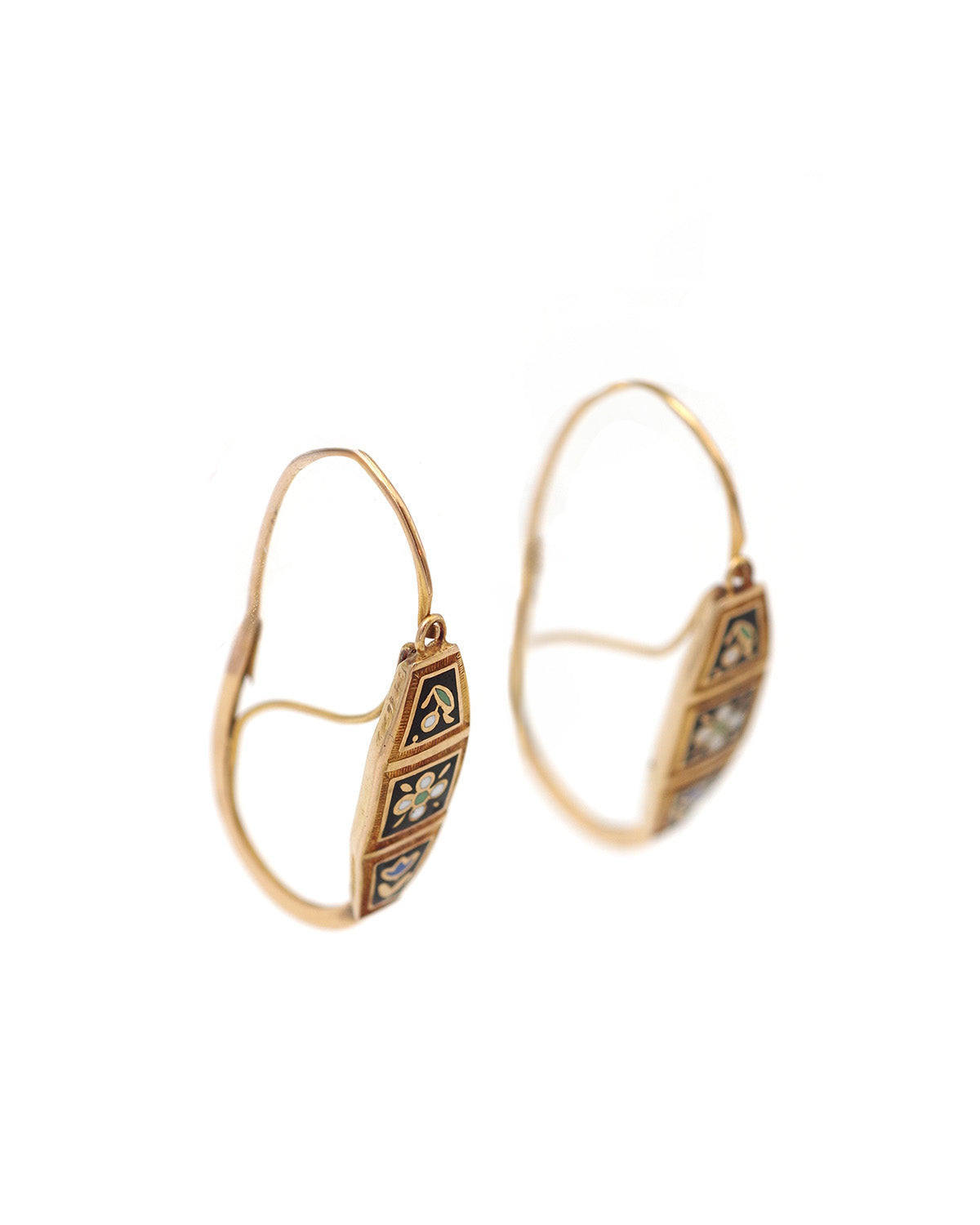 Antique enamel drop earrings
