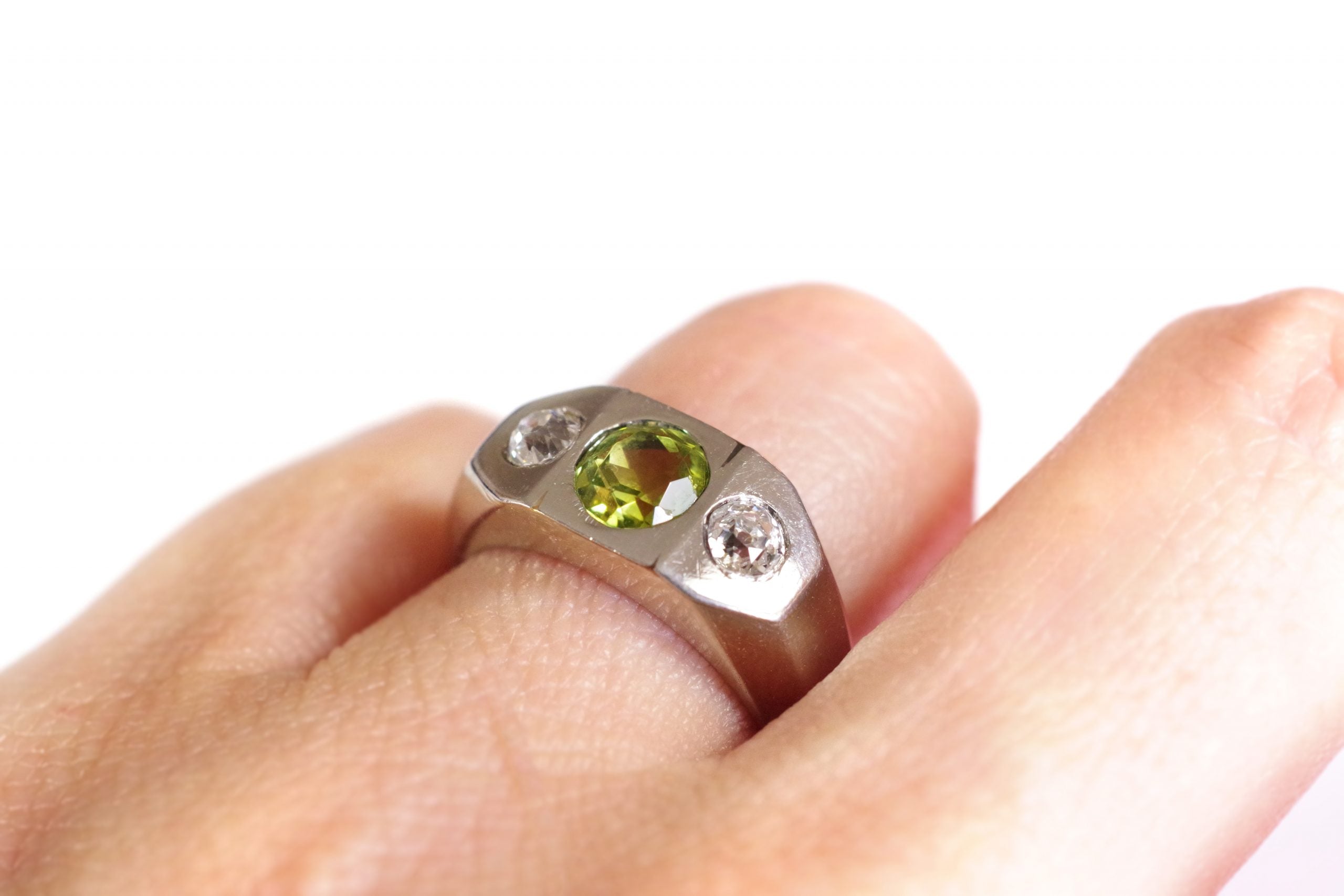 verdelette and diamond signet ring