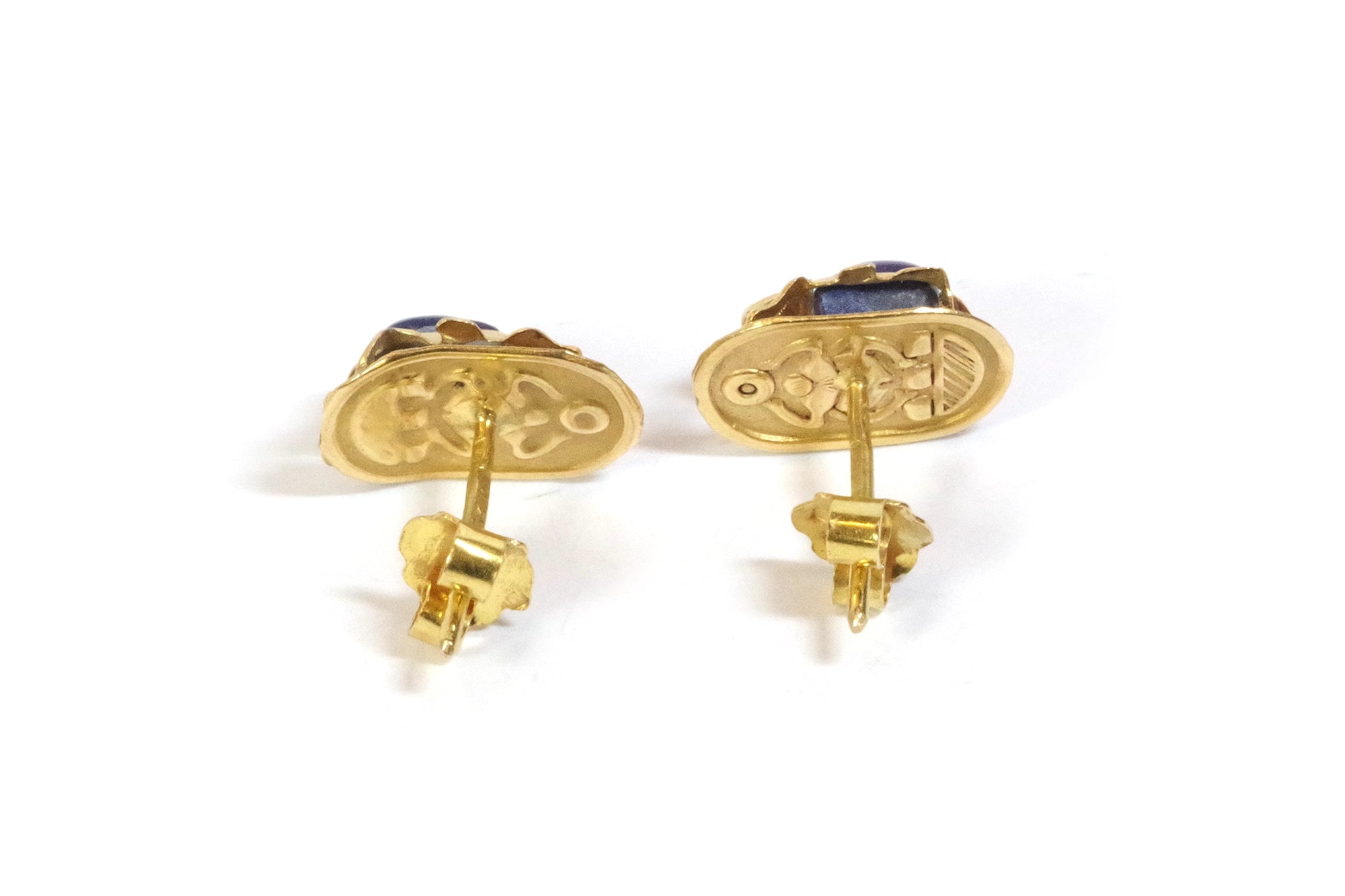 Lapis lazuli scarab stud earrings