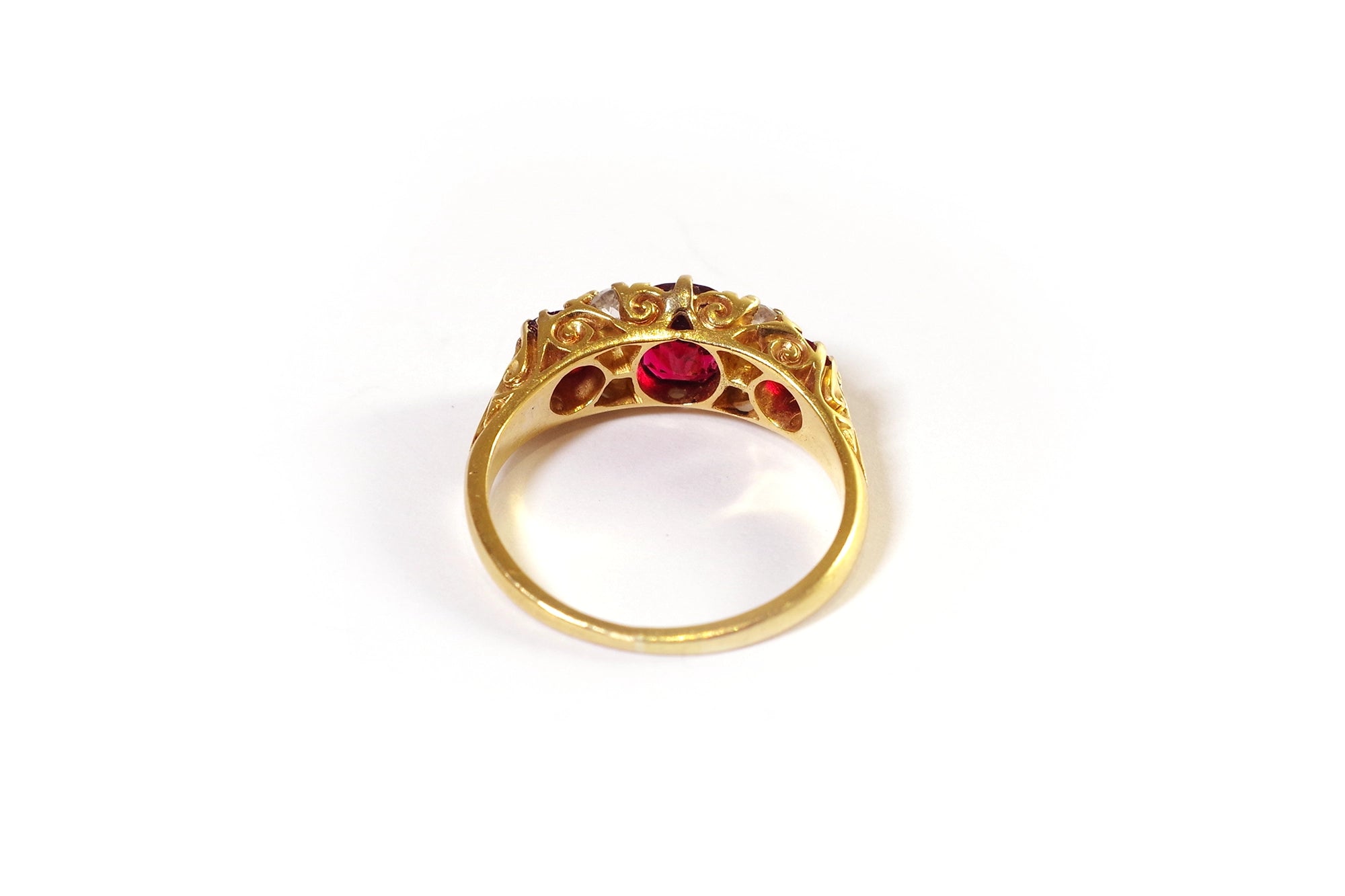 antique trilogy spinel diamond ring