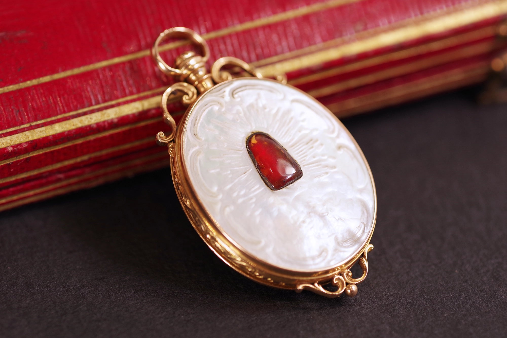 Mother of pearl reliquary pendant