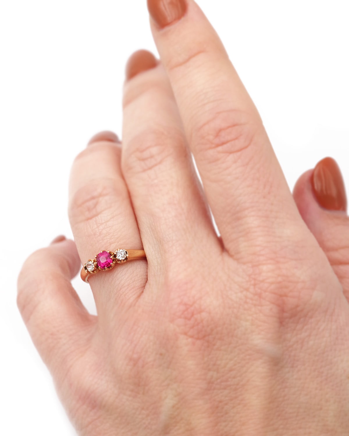 Antique pink sapphire ring