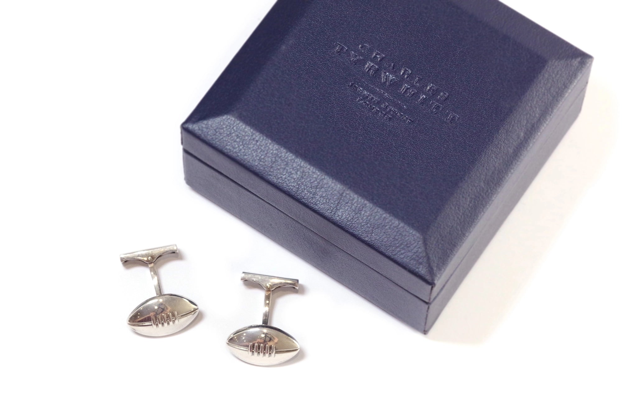 silver tyrwhitt rugby ball cufflinks