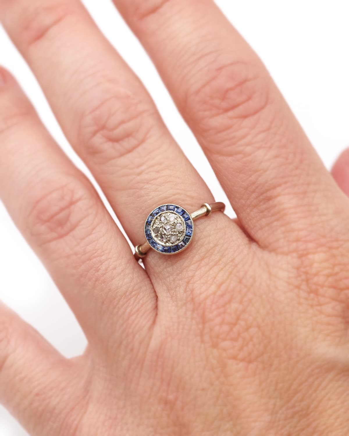 Bague art deco cible en platine