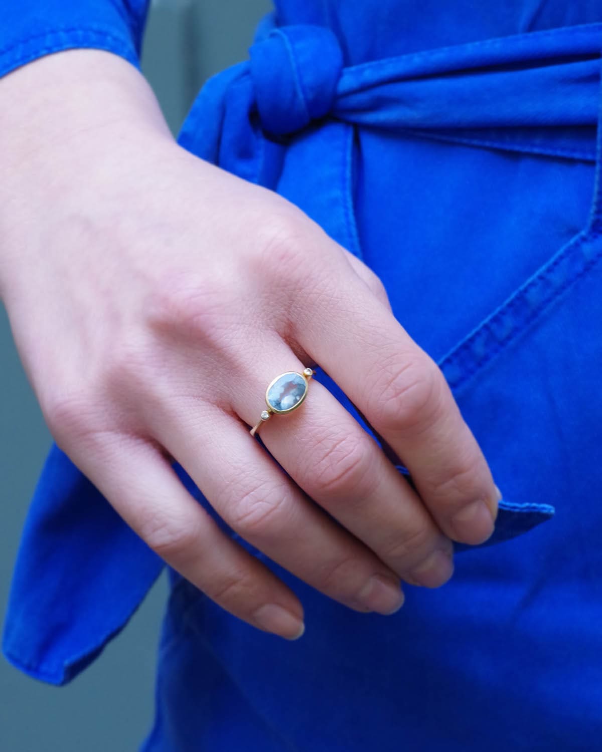 Bague aigue-marine diamants