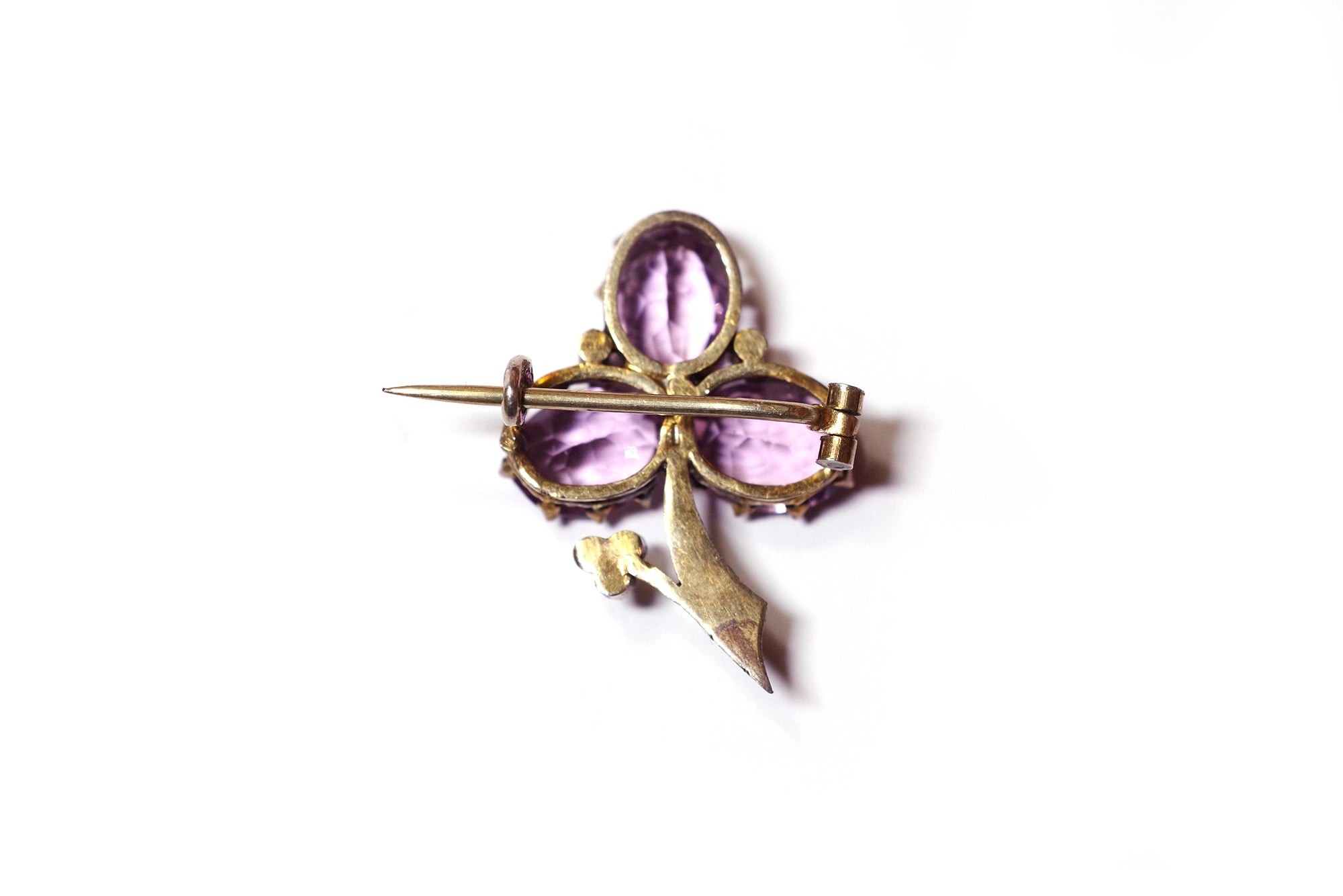 antique silver amethyst brooch