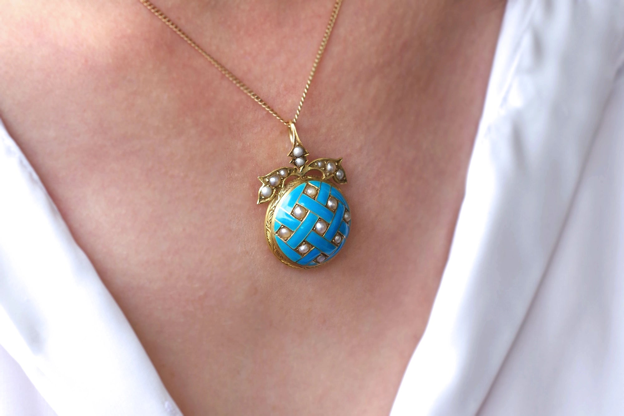 14k gold enamel pendant