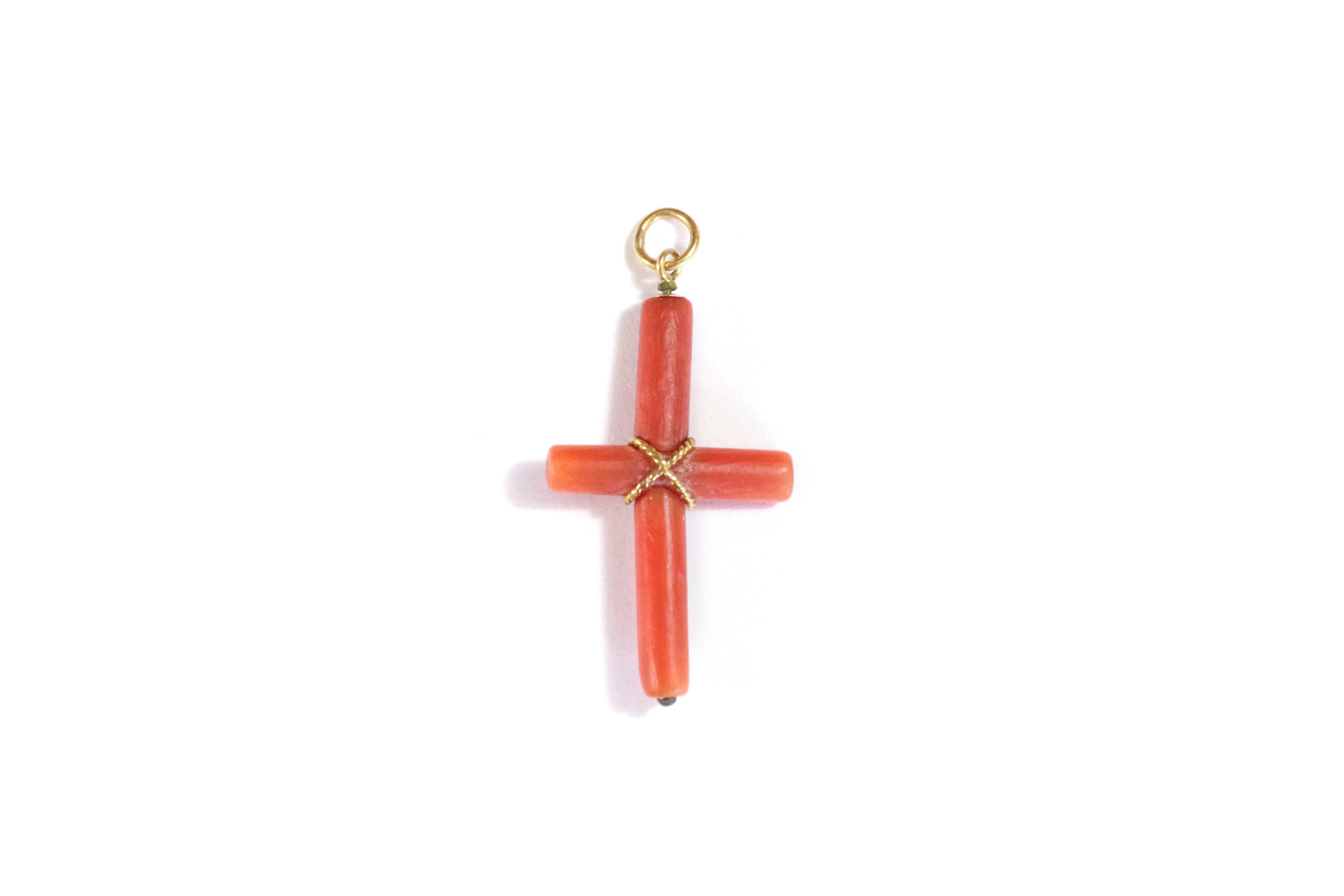 Coral cross pendant