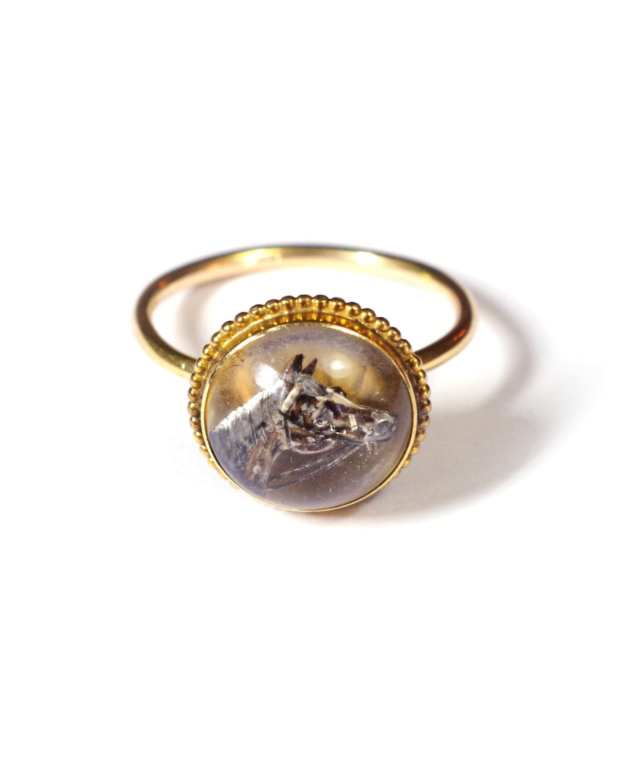 Horse Essex crystal ring in gold