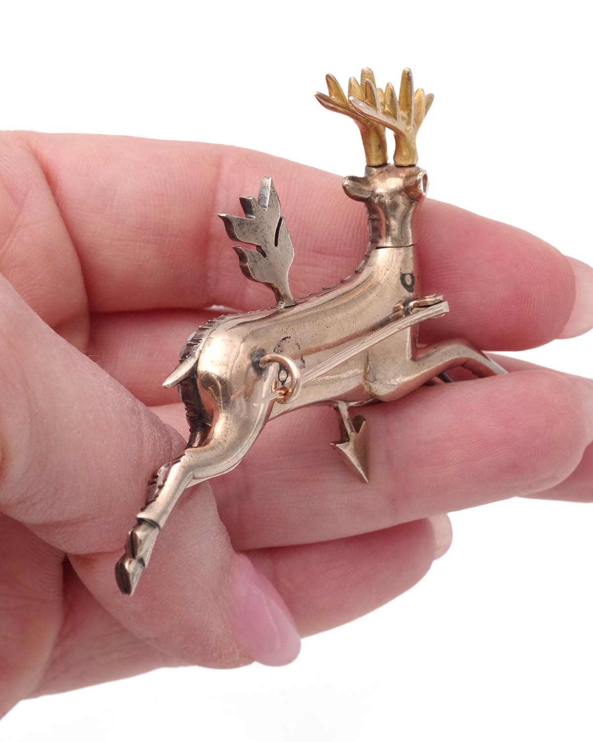 broche ancienne diamants cerf en or