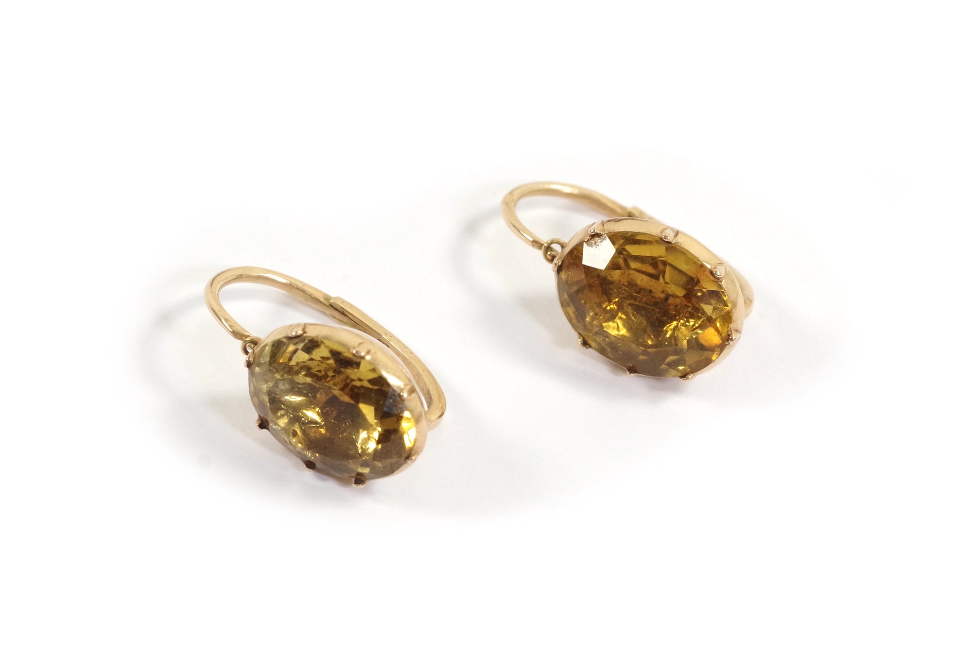 Antique citrine earrings sleepers