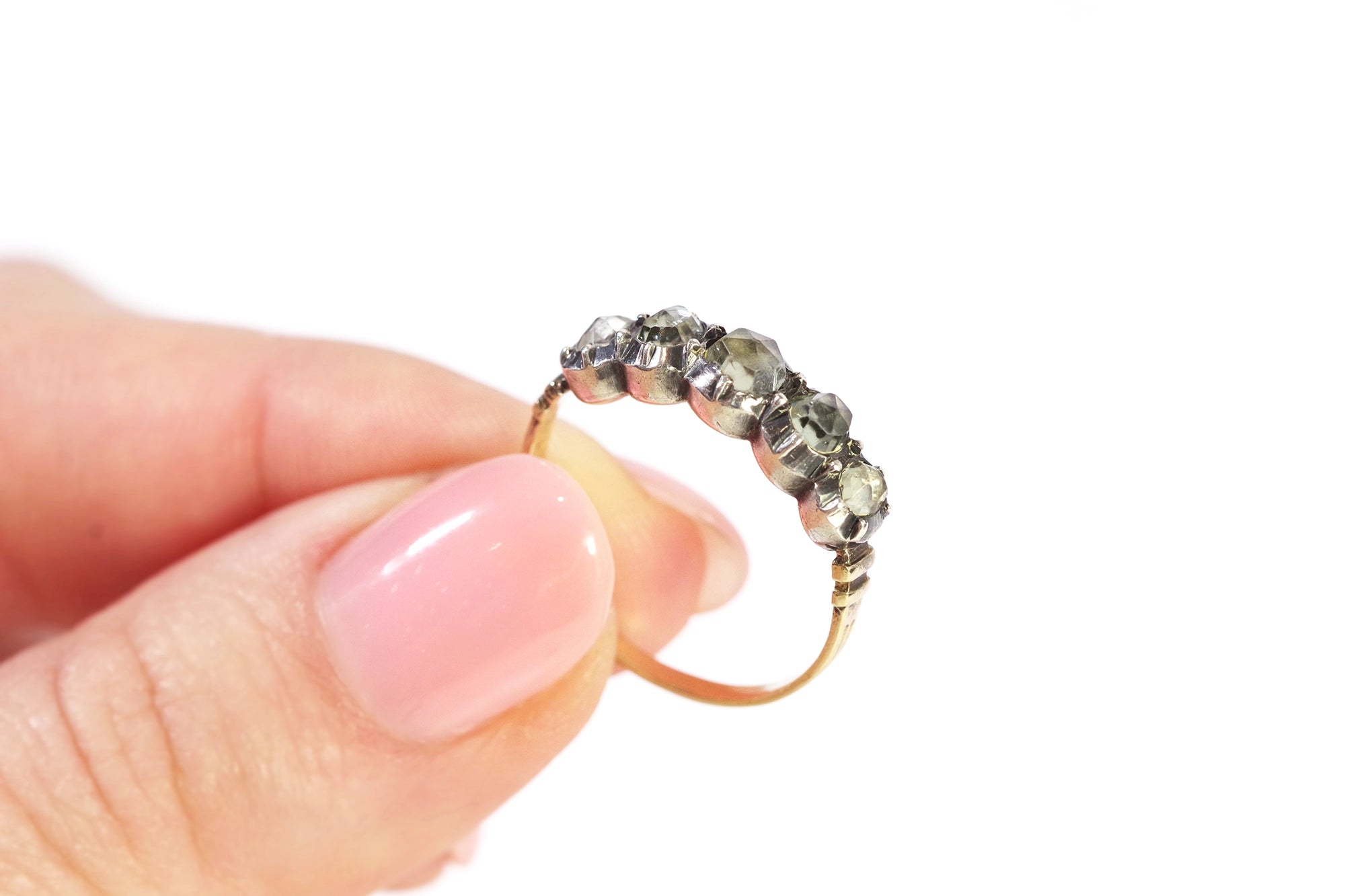 Silver paste and gold ring