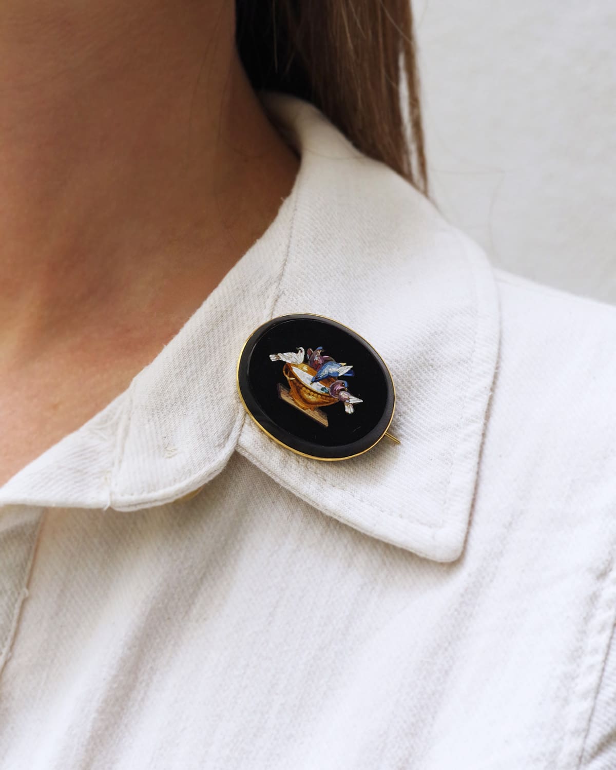 antique micro-mosaic brooch in gold