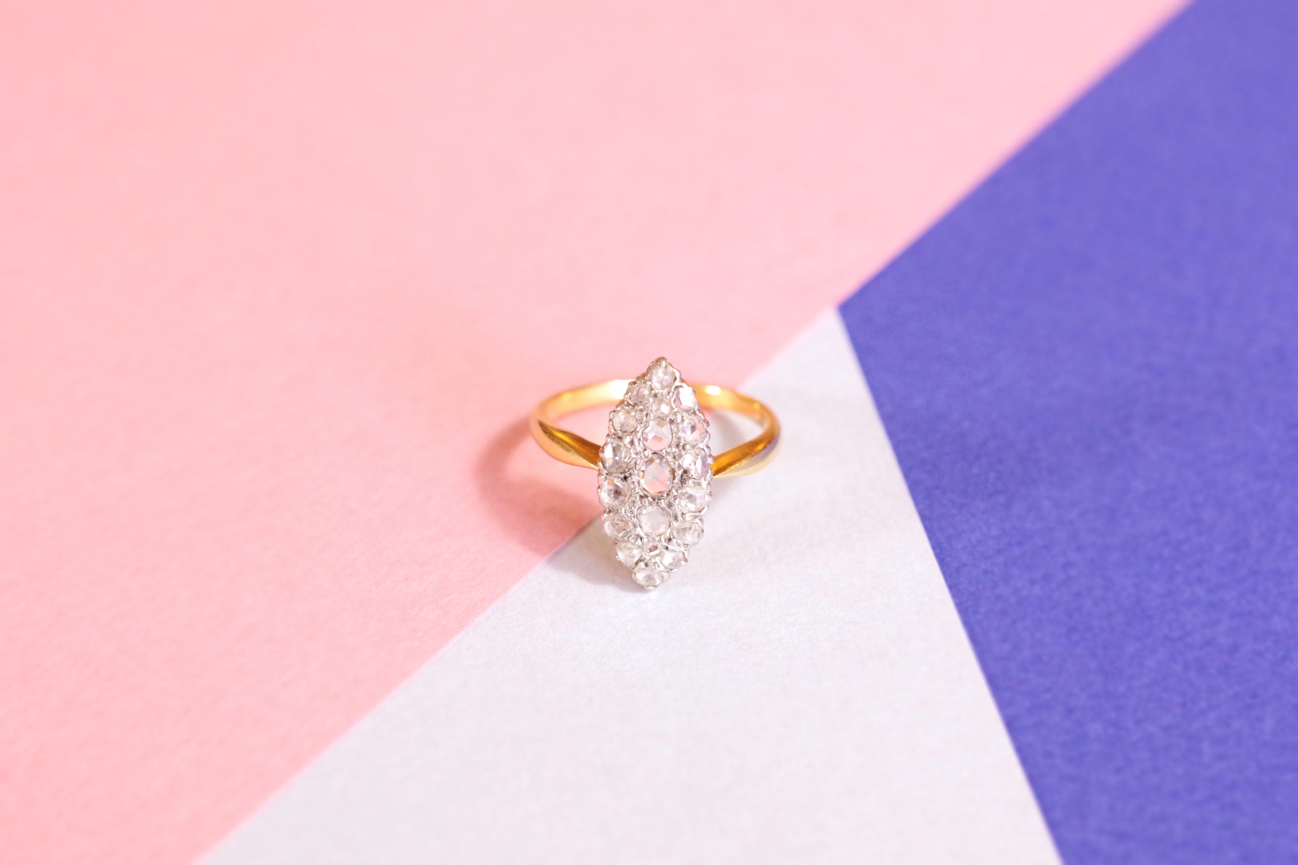 Bague marquise victorienne diamants