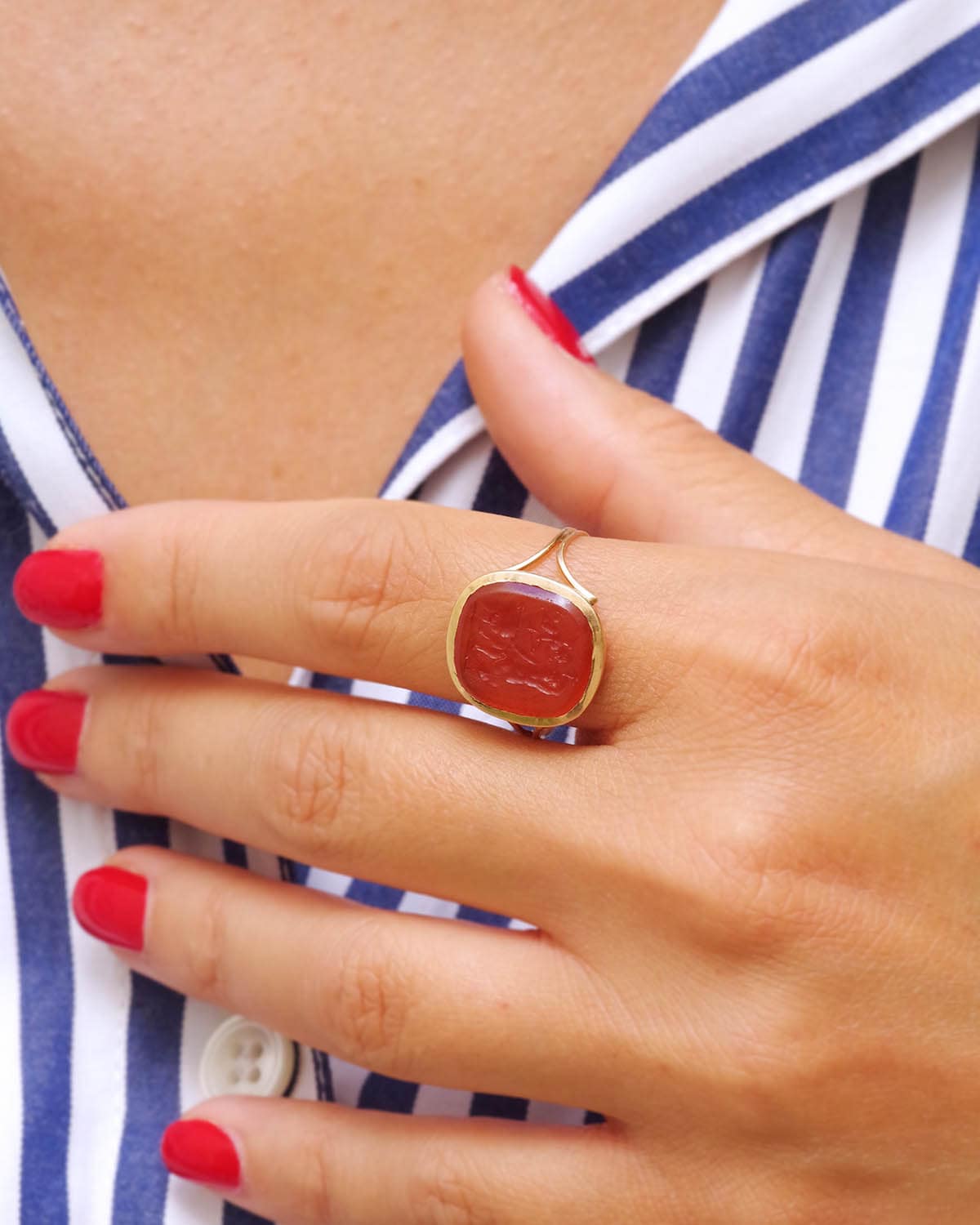 bague intaille sur agate pour homme