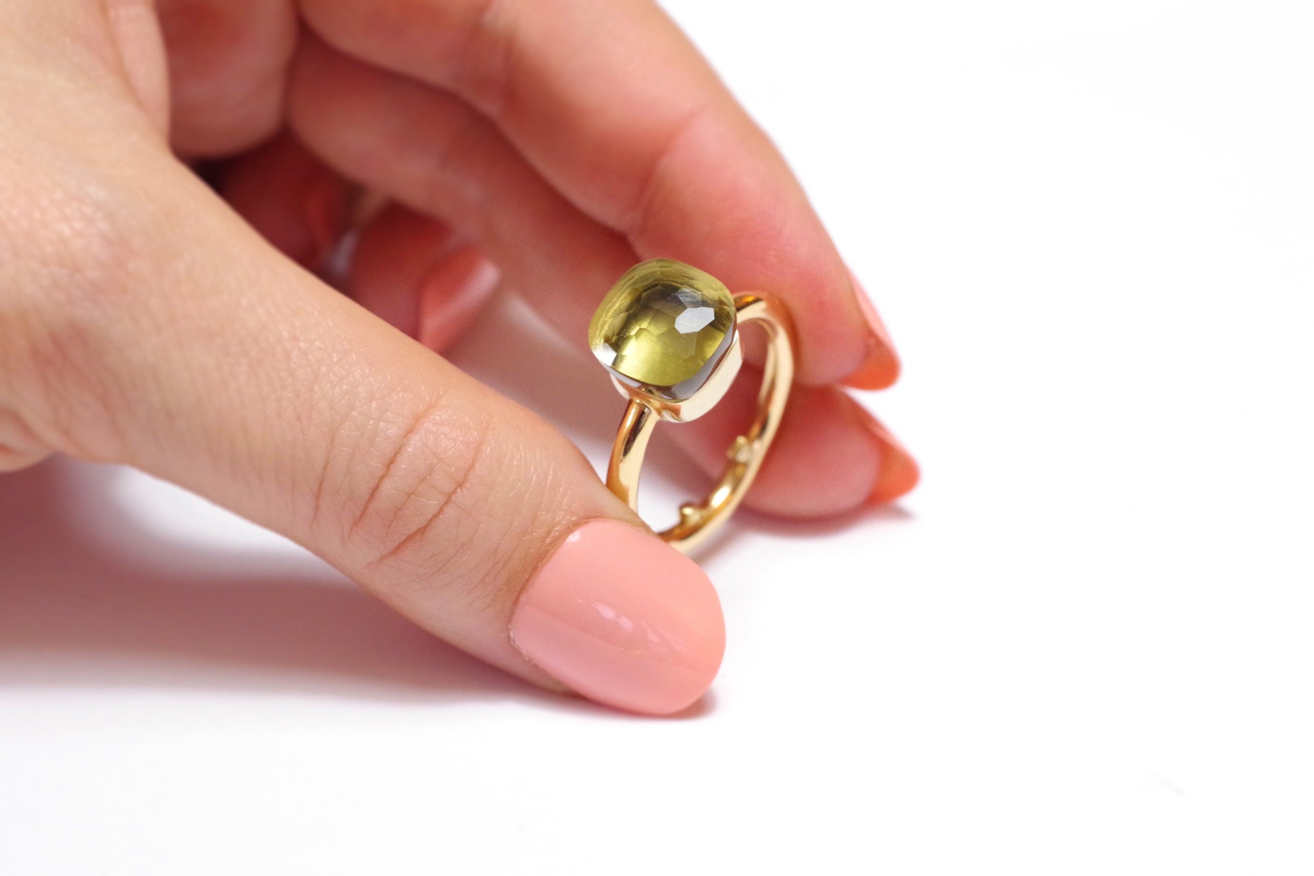 pomellato ring in rose gold quartz lemon nudo classic