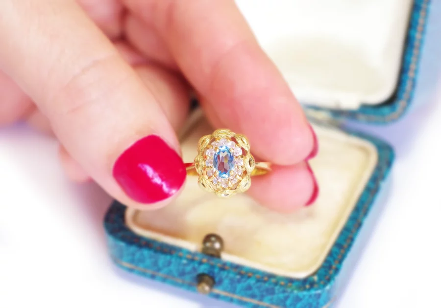 gold blue stone ring