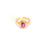 antique ring pink garnet stars enamel