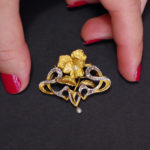 brooch in gold art nouveau diamond pearl pendant