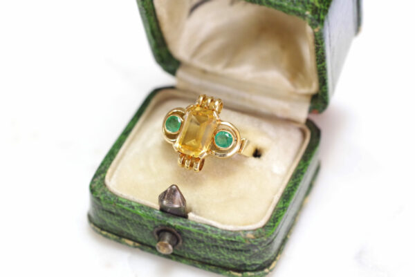 vintage emerald citrine ring retro period