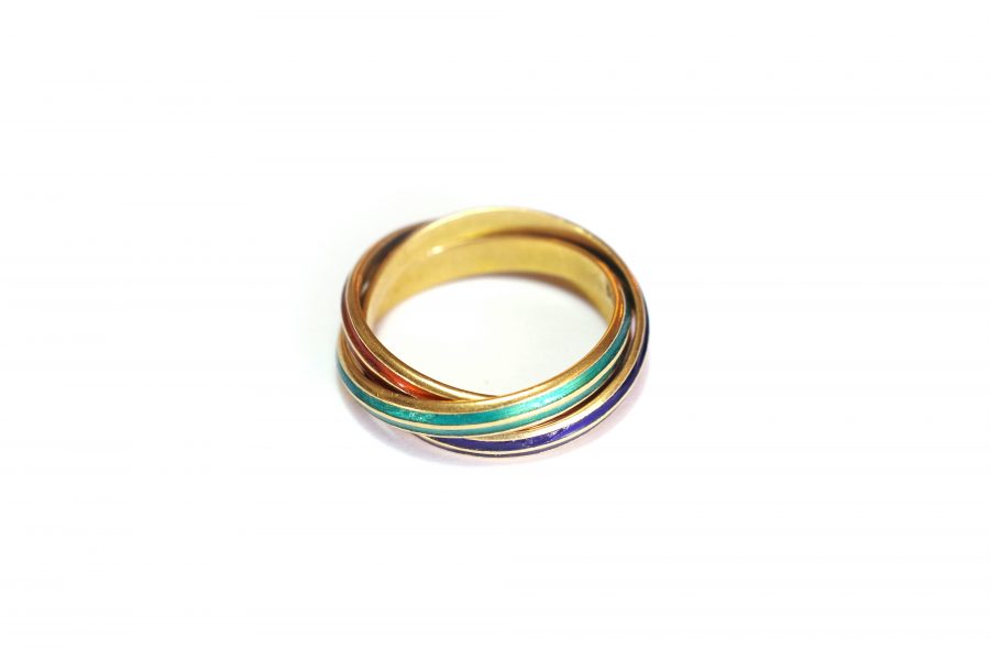 pre-owned trinity gold enamel ring