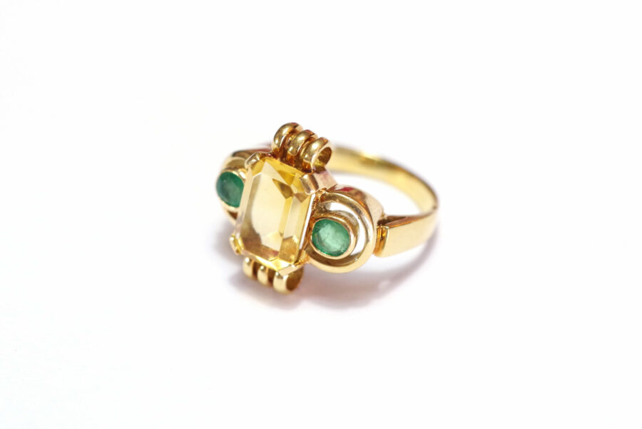 emerald citrine ring retro period gold