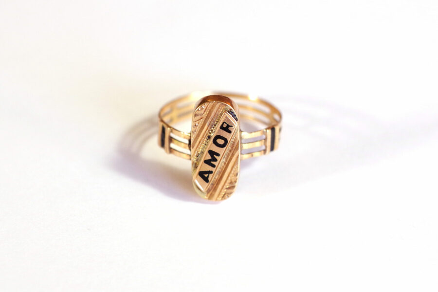antiguo anillo amor gold 14k