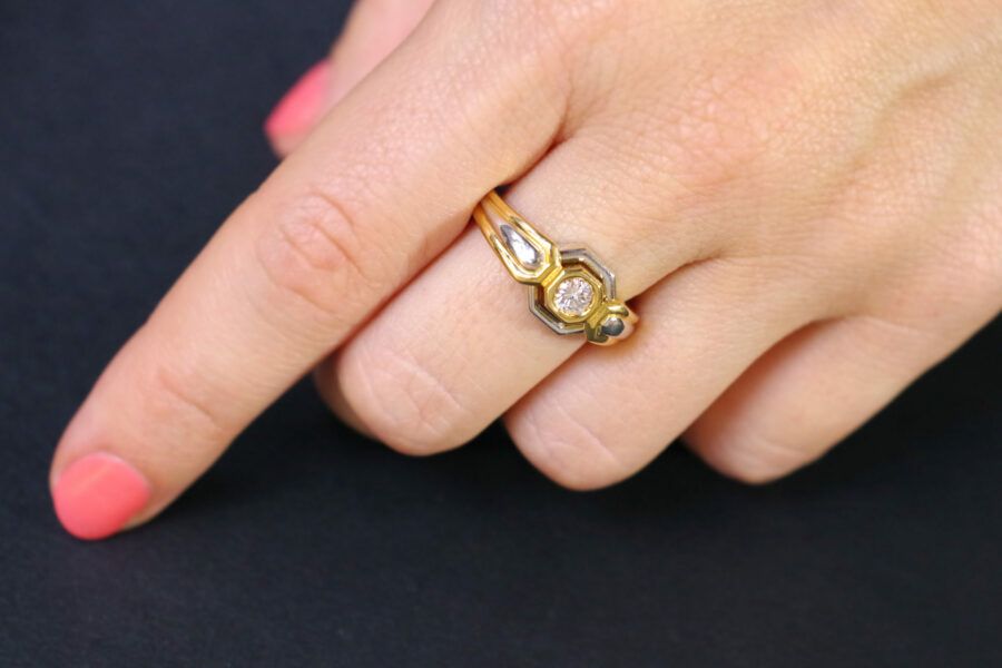 vintage diamond ring brilliant cut recycled gold wedding ring