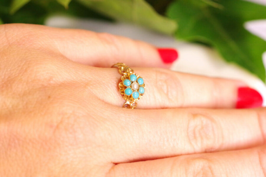 antique cluster turquoise ring