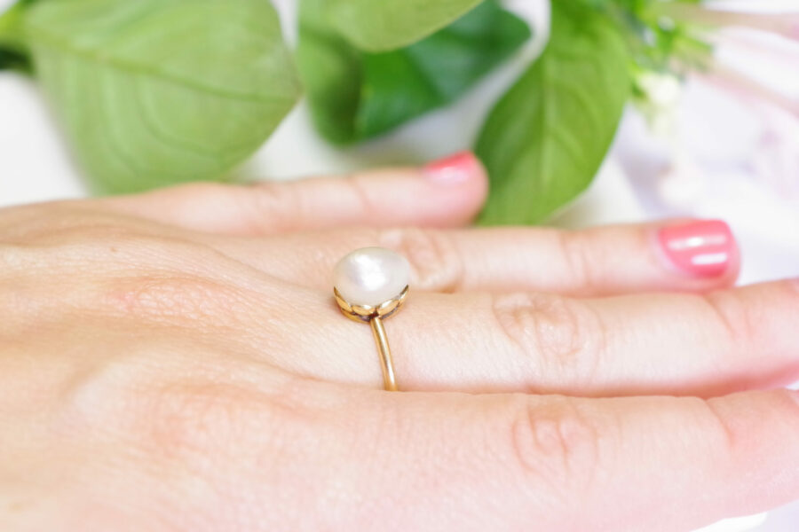 antique natural pearl ring