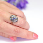 victorian sapphire rose cut diamond ring 18k gold and silver
