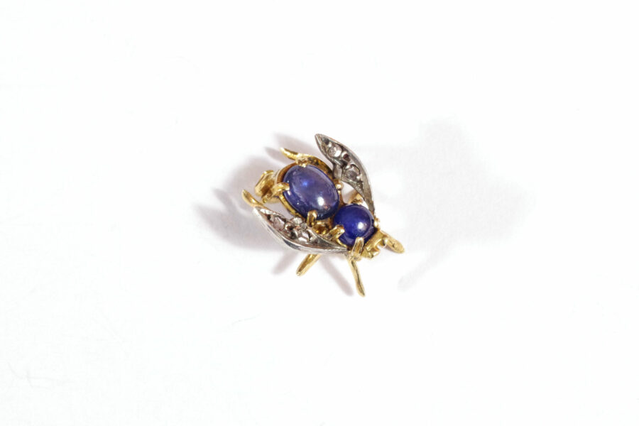 antique victorian brooch bee and fly with sapphire