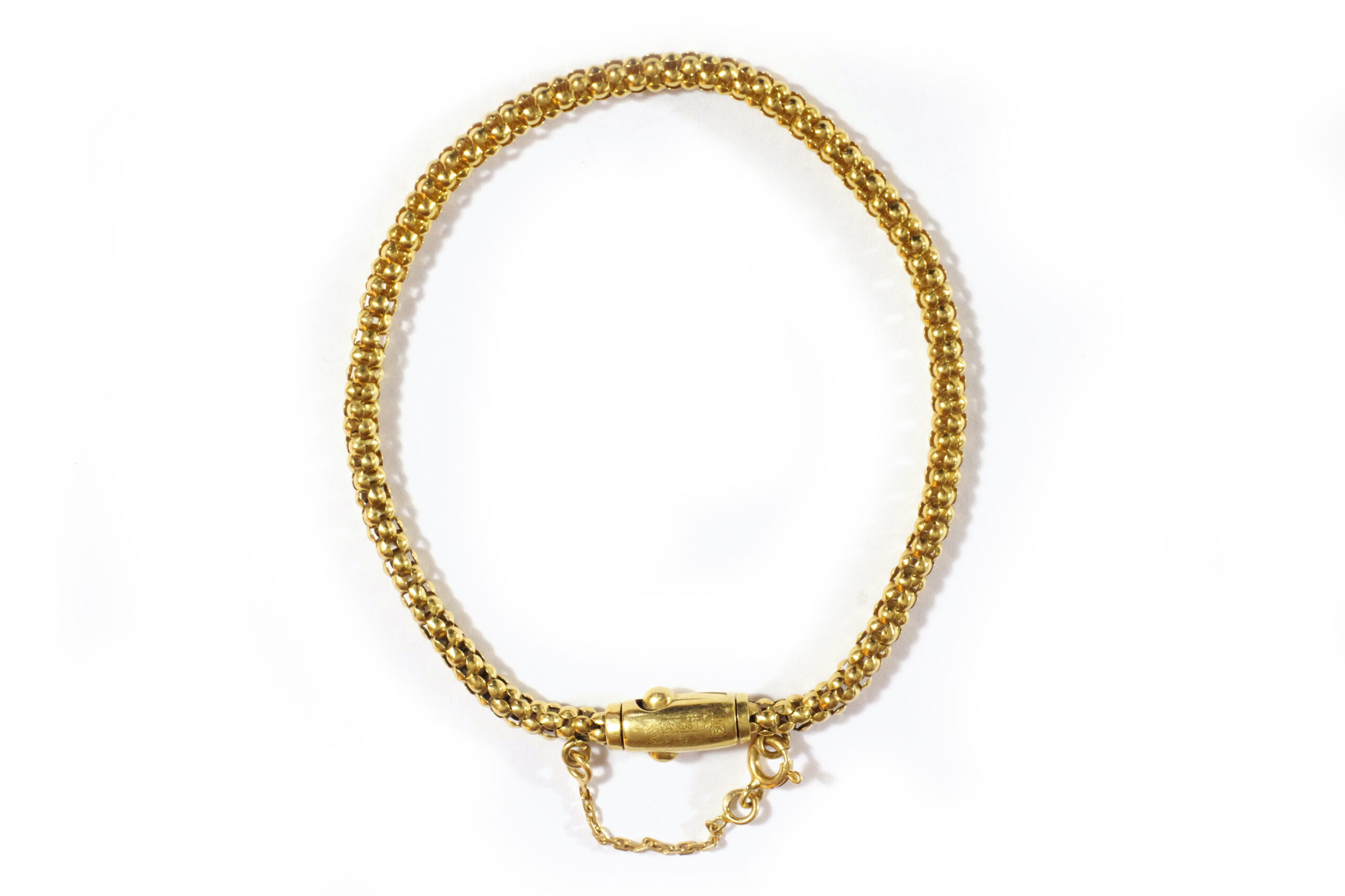 Estate Diamond Clasp 18K Gold Woven Bracelet