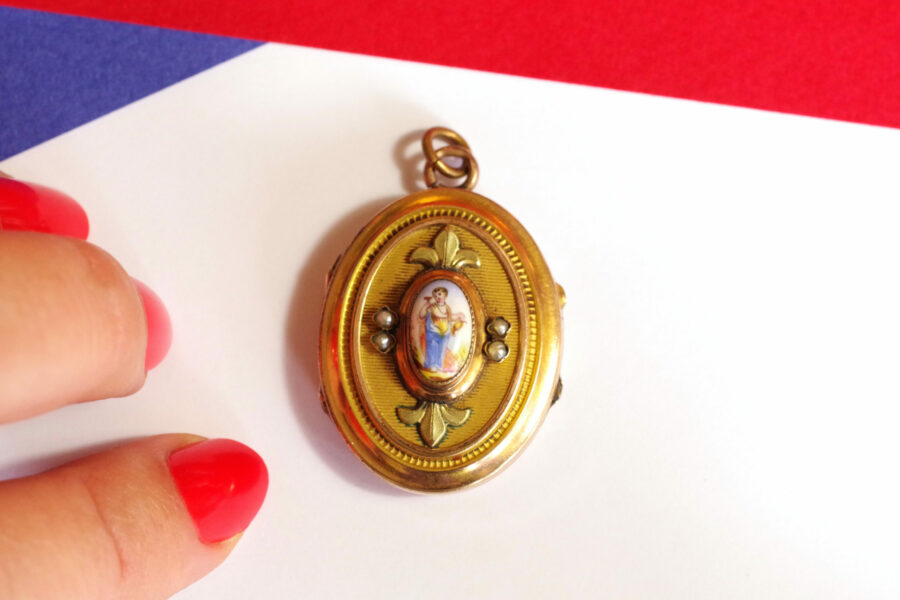 antique locket with lock of hair, French jewelry