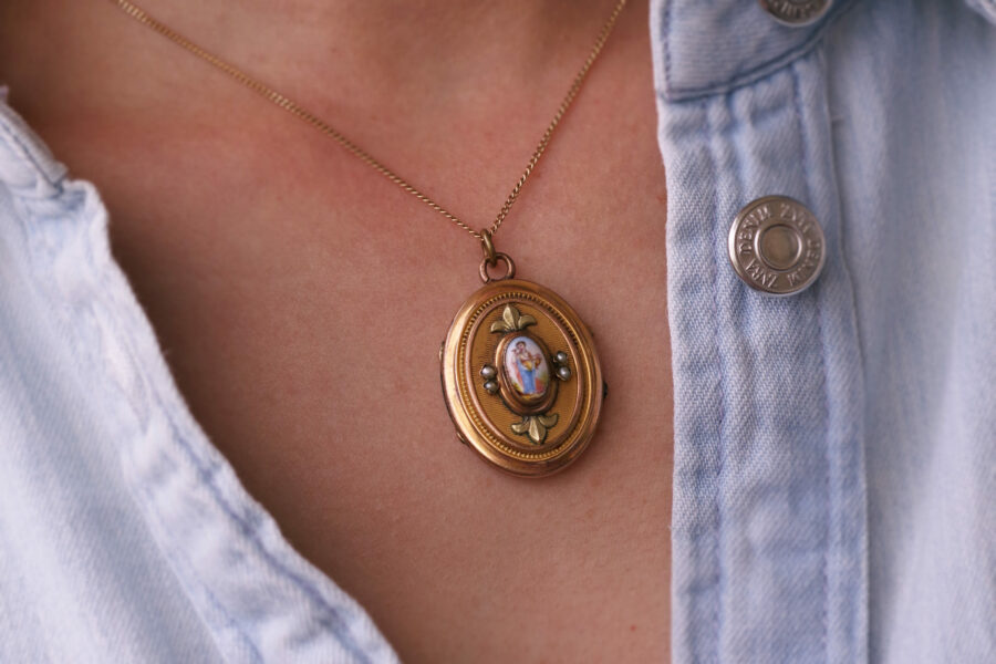 antique French locket in metal