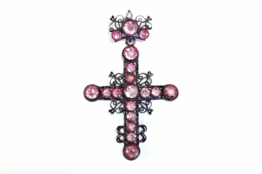 Georgian silver paste cross pendant antique jewelry in Paris