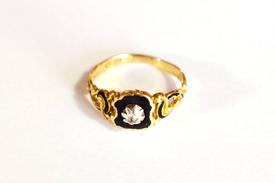 diamond mourning ring in memory of Ernest