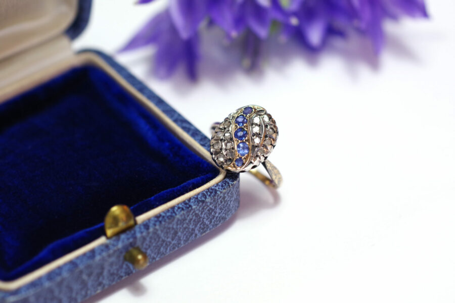 victorian antique sapphire diamond ring