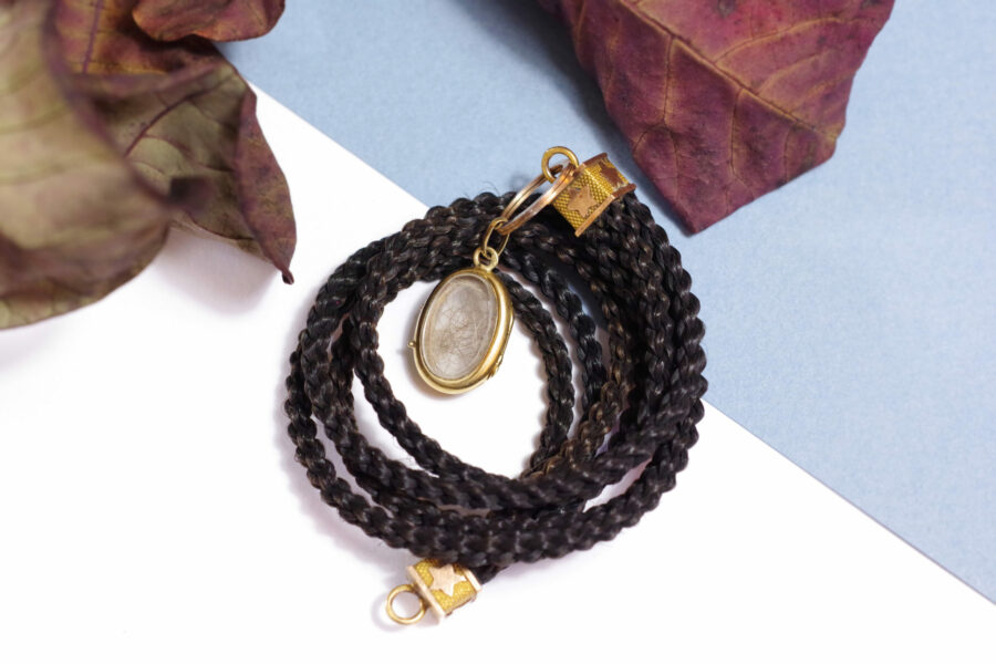 mourning bracelet braided hair gold 18k