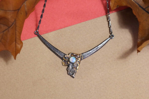 modern silver opal necklace czech