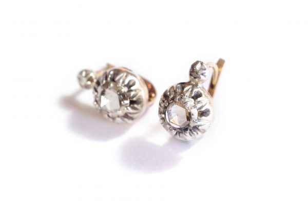 diamond French victorian earrings in gold