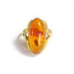vintage amber ring in gold