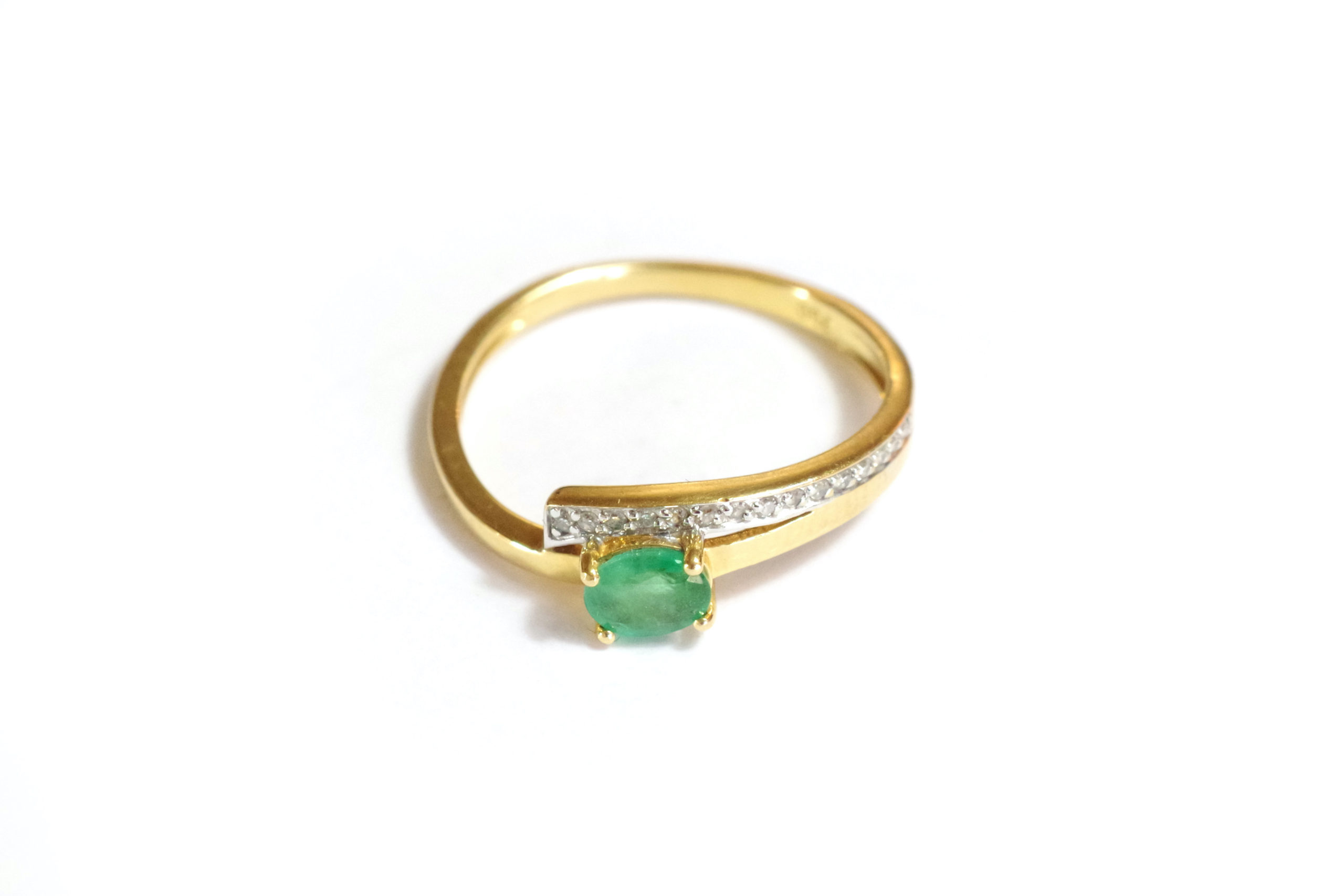 Four Stone Emerald and Silver 925 Band Ring