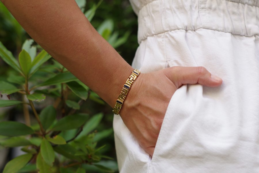 tennis sapphire bracelet in gold